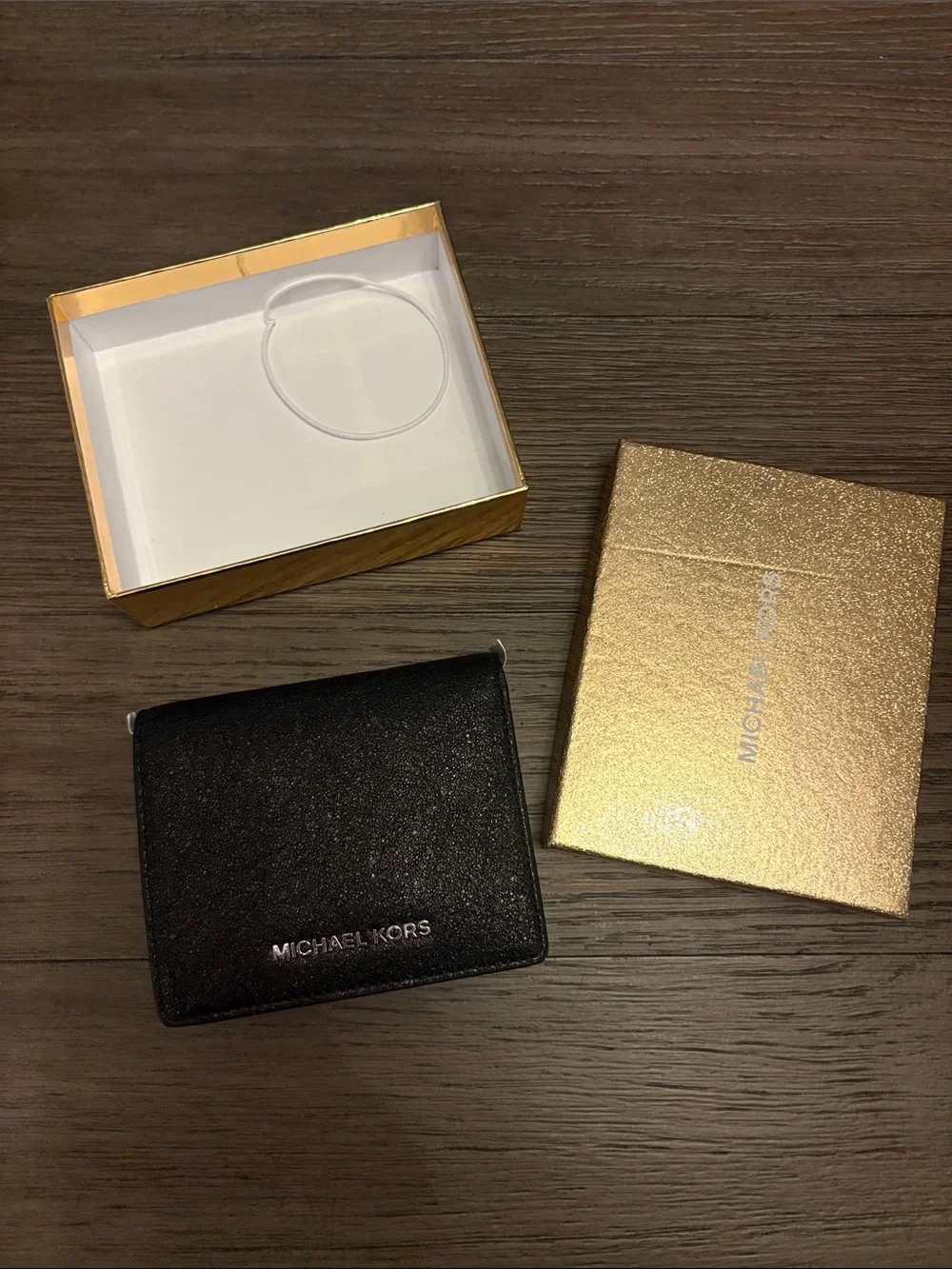 Michael Kors Black Textured Leather Card & Key Holder